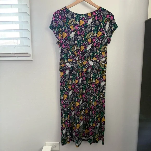 Boden US 8 Amelie Jersey Dress Floral Bird Print Navy Pink - Picture 5 of 10